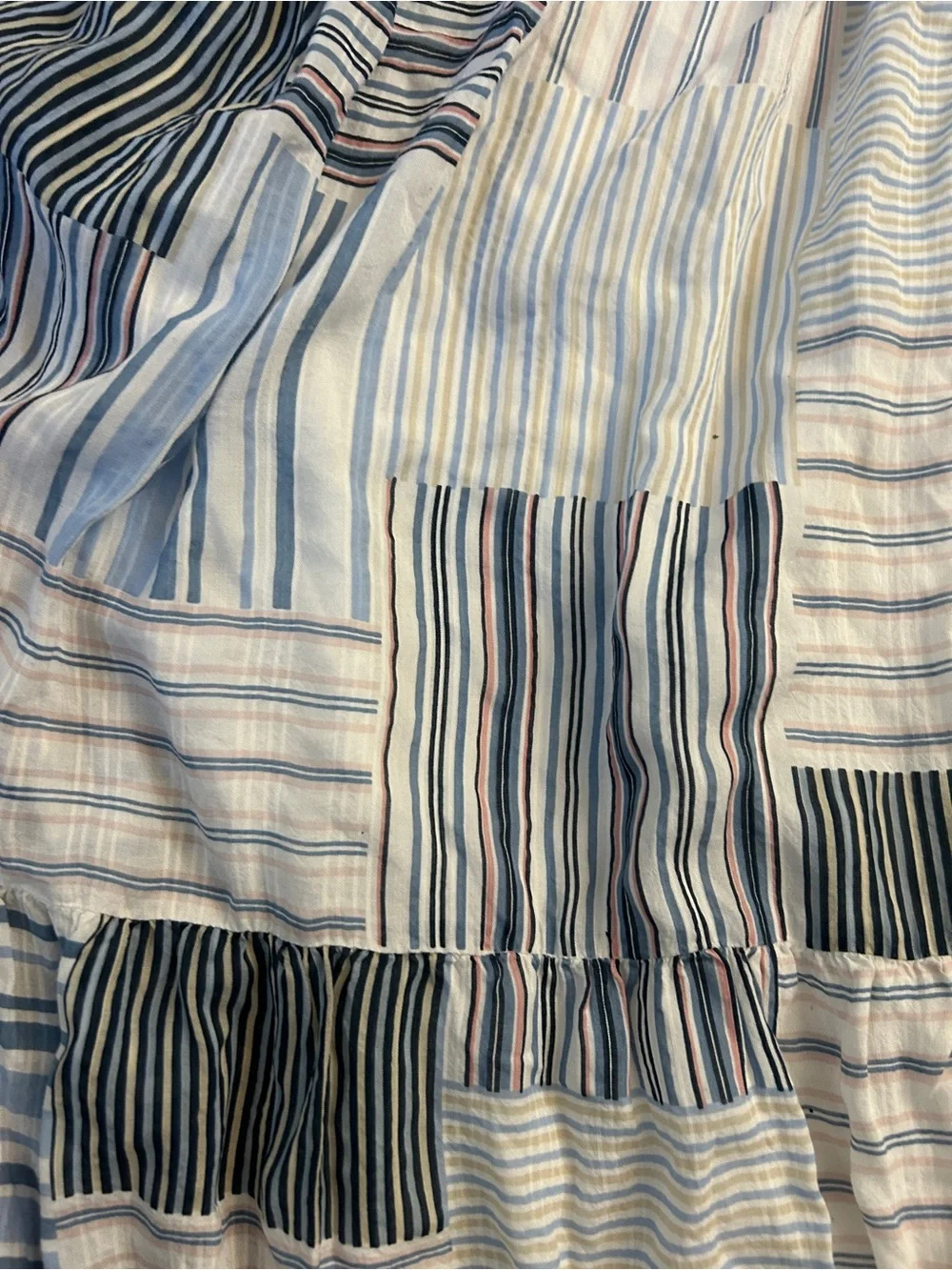 LOFT Patchwork Tie Waist Midi Dress Size M